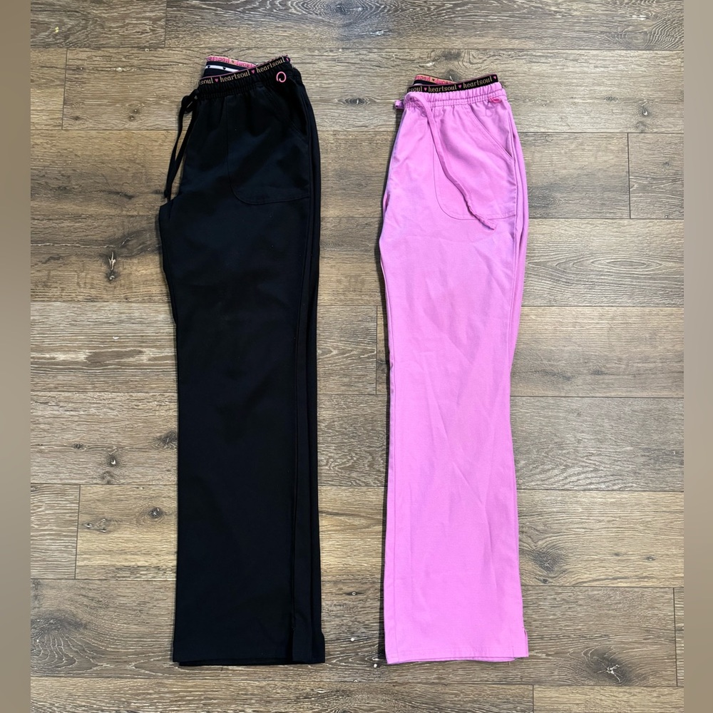 HeartSoul Scrub Pants Set of TWO black & Orchid SMALL S